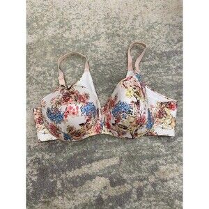 Cacique Balconette Bra Size 44D Multi Floral White Red Underwires